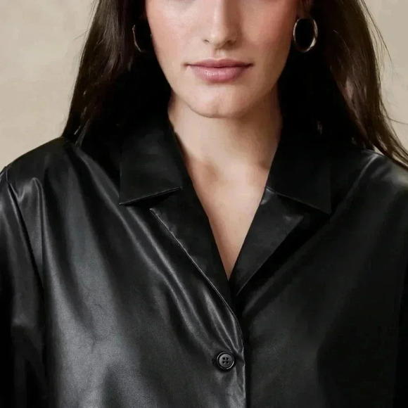 Banana Republic Vegan Leather Shirt NWT - Picture 2 of 12